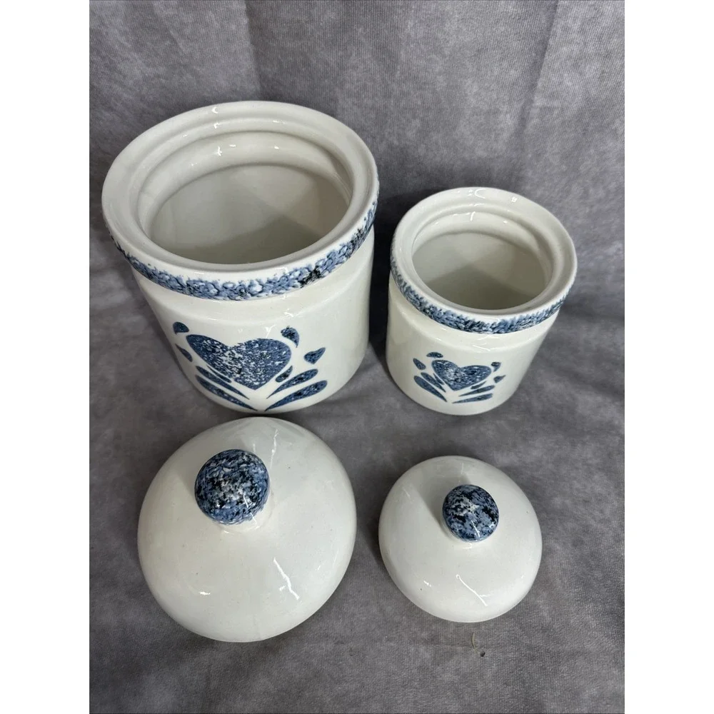 1990s Ceramic Blue Heart‎ Jars Kitchen Gibson 9